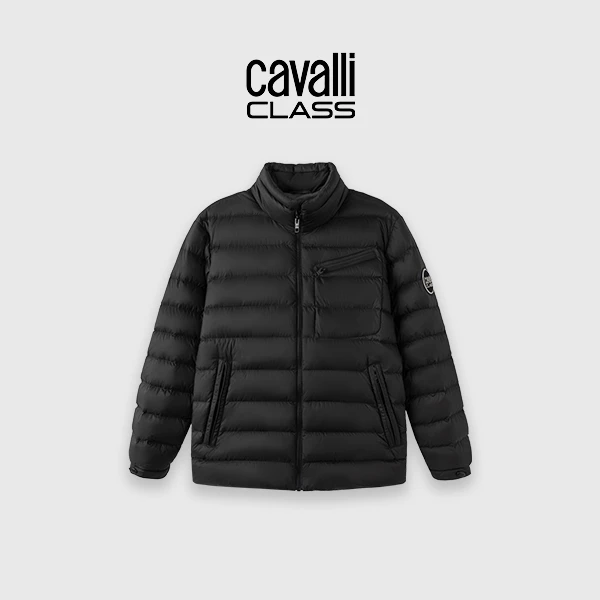 Cavalli Class冬季厚款时尚休闲百搭单色男士羽绒外套CFC187