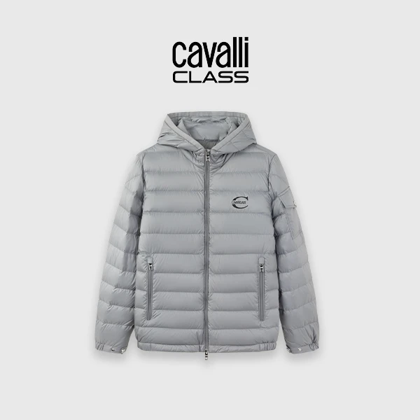 Cavalli Class冬季轻薄款90绒时尚休闲男士连帽羽绒服CFC186