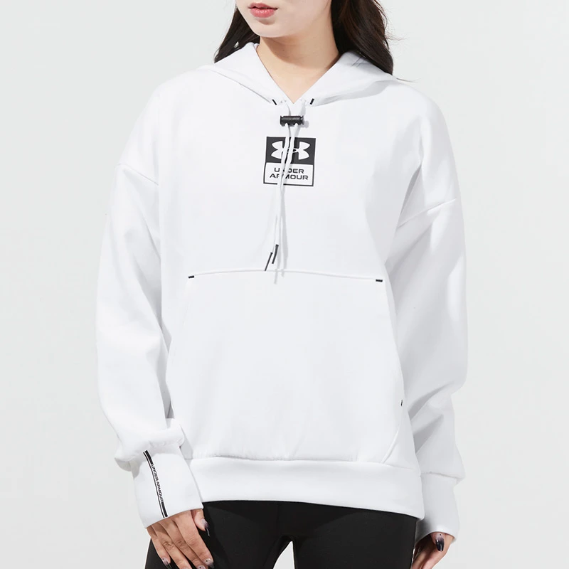 安德玛UA新款女套头衫针织连帽训练跑步运动舒适休闲卫衣1369416