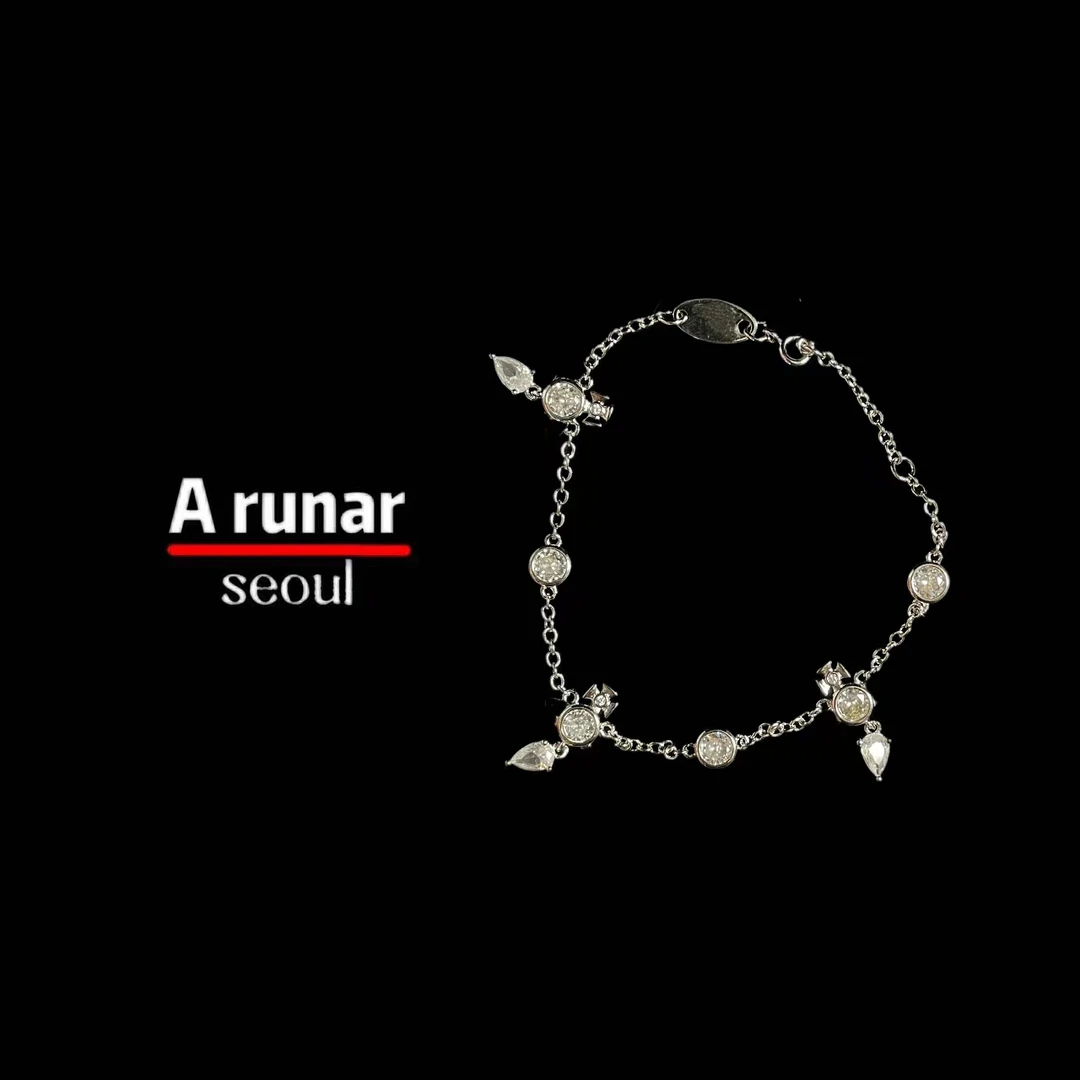 铜合金合成锆石手链 西【218】多锆多土星手链银色