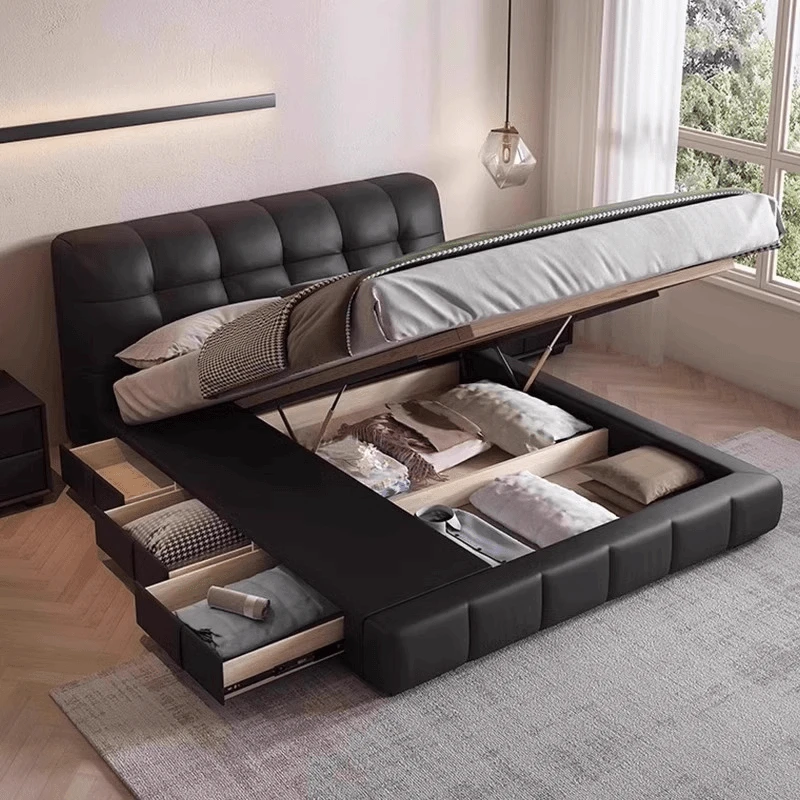 2321#轻奢风皮床三抽屉泡芙床意式双人主卧大床1.8米高端气压床