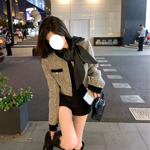 秋季女款秋冬季法式气质内搭针织衫小香风外套短裤时髦