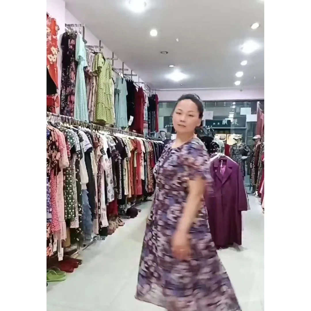 夏季中年日常雪纺中长款百褶时尚ins修身显瘦国风连衣裙紫色气质