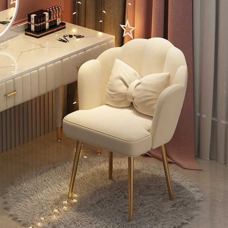 化妆凳靠背卧室女生可爱化妆椅网红风美甲椅子梳妆台家用轻奢久坐