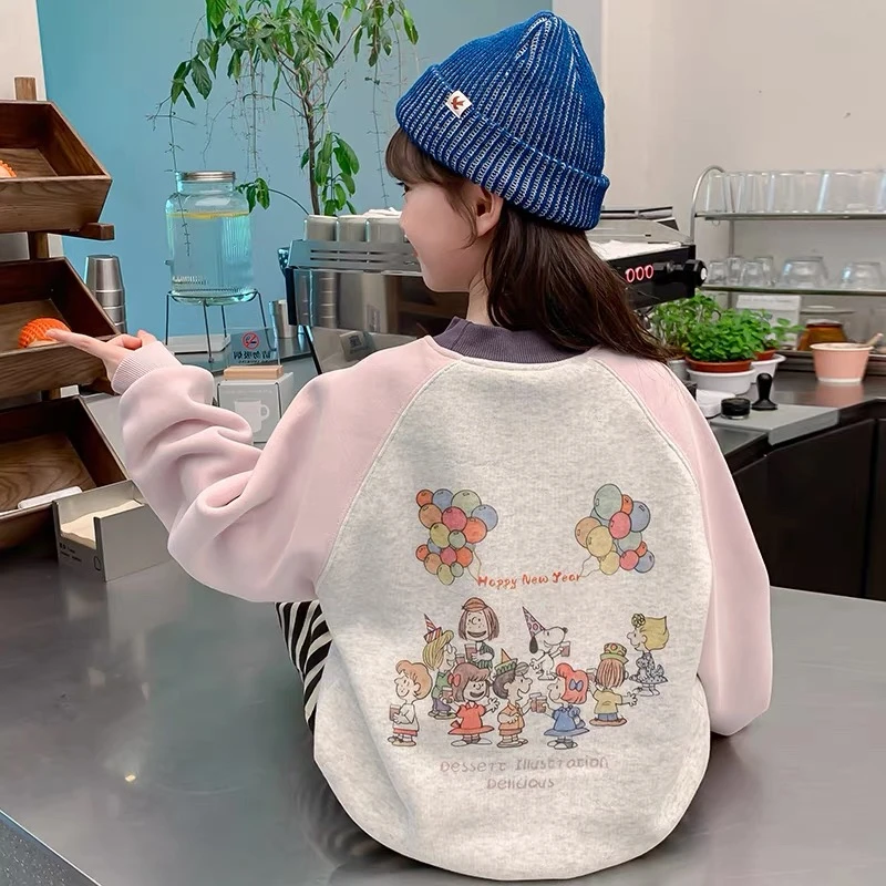 韩版卡通小朋友印花拼色加绒冬季卫衣 A717 717 X