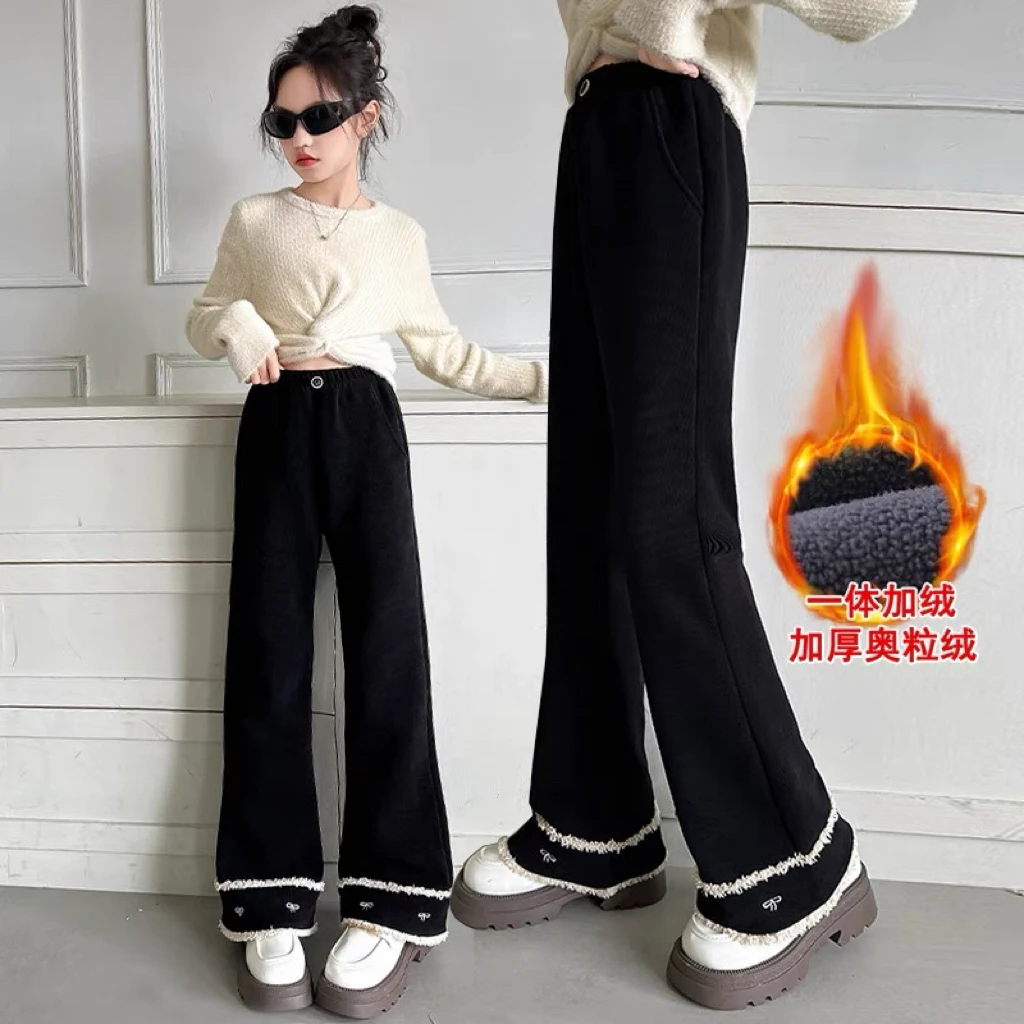 【断码清仓】韩版东大门蝴蝶结一体奥粒绒休闲阔腿裤 A620 620 X