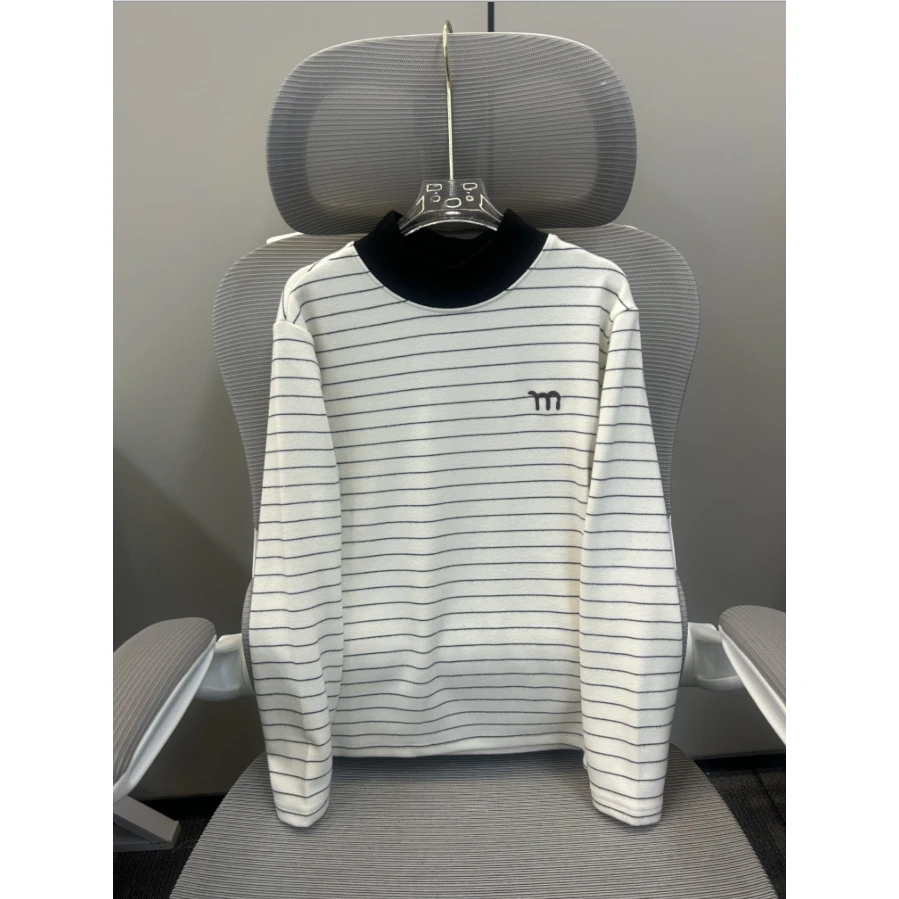 2024秋冬韩版条纹字母绒面T恤过冬打底衫 A833 833 X Z1