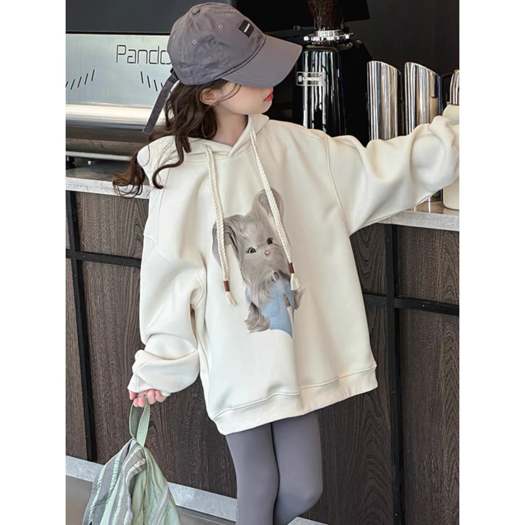 【断码清仓】韩式潮牌潦草小狗小辫子长款卫衣 A557 557