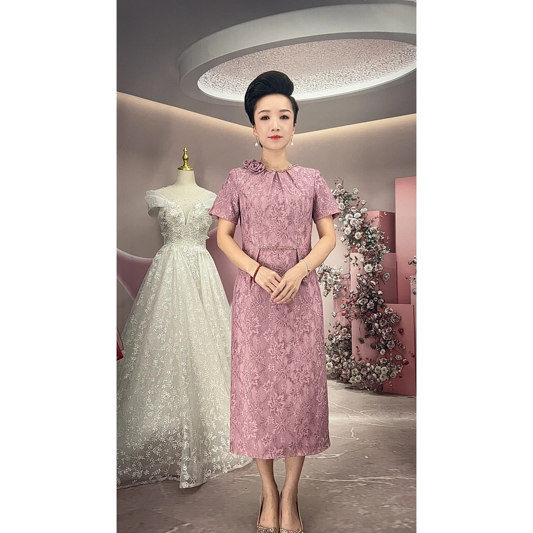 2025早春新款妈妈装参加婚宴晚礼服喜婆婆酒蕾丝连衣裙