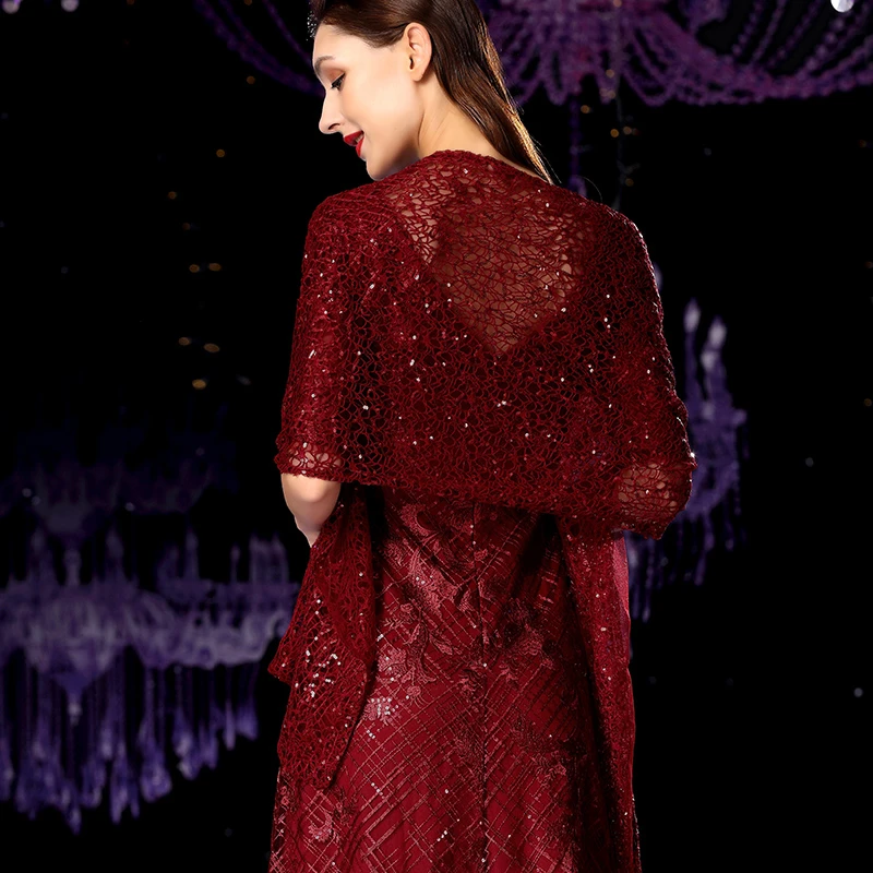 2025年新款母亲晚礼服配搭的披肩秋结婚妈妈百搭围巾女士丝巾