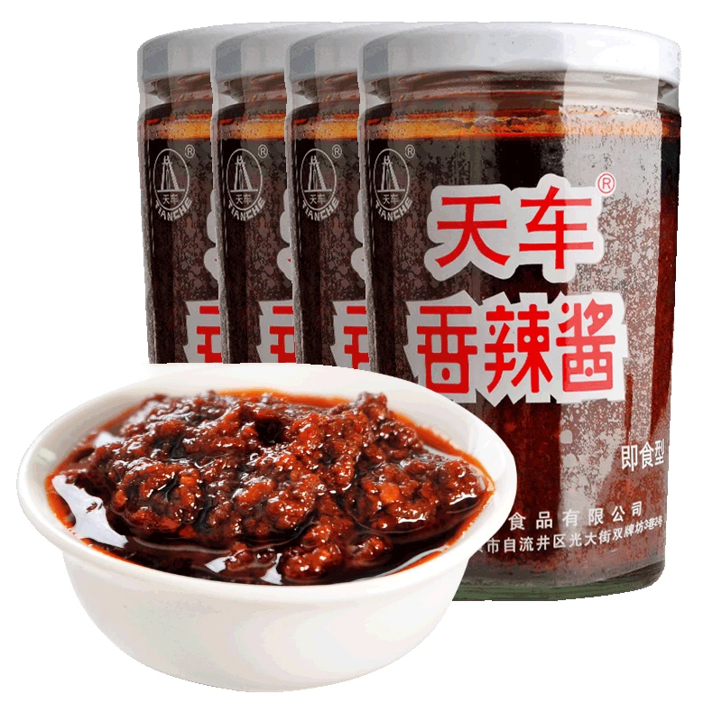 天车225g香辣酱/瓶家用厨房调味香辣辣椒烧烤火锅蘸料炒菜点蘸料