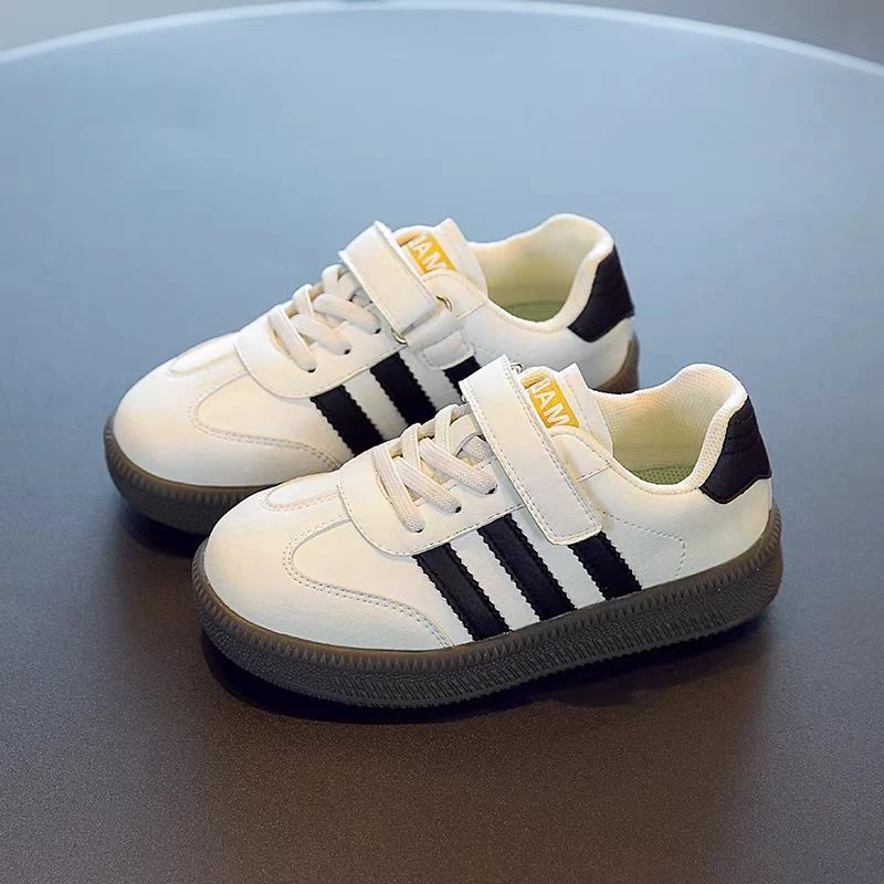 德训鞋女童2024秋季新款皮面小白鞋透气休闲运动板鞋时尚百搭软底