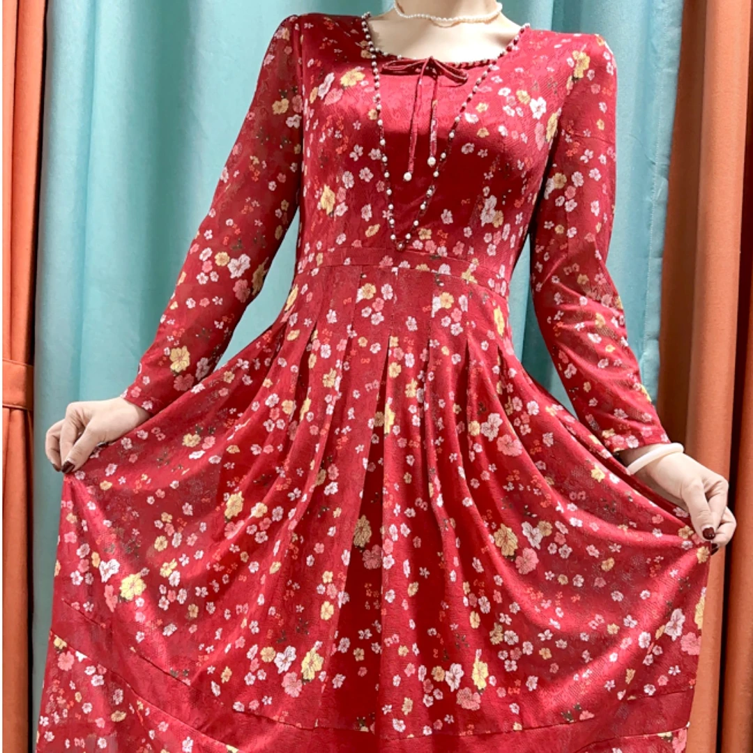 S 1195#优雅气质妈妈装连衣裙