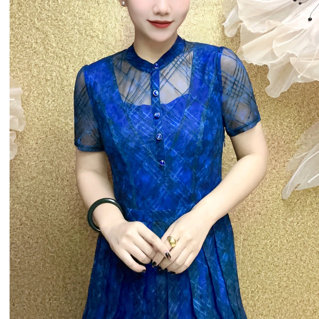 S 1120#气质修身妈妈装连衣裙