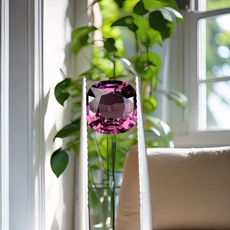 缅甸天然彩色尖晶石- 精品精切精美桔梗紫色调-枕型-2.06ct-GA81