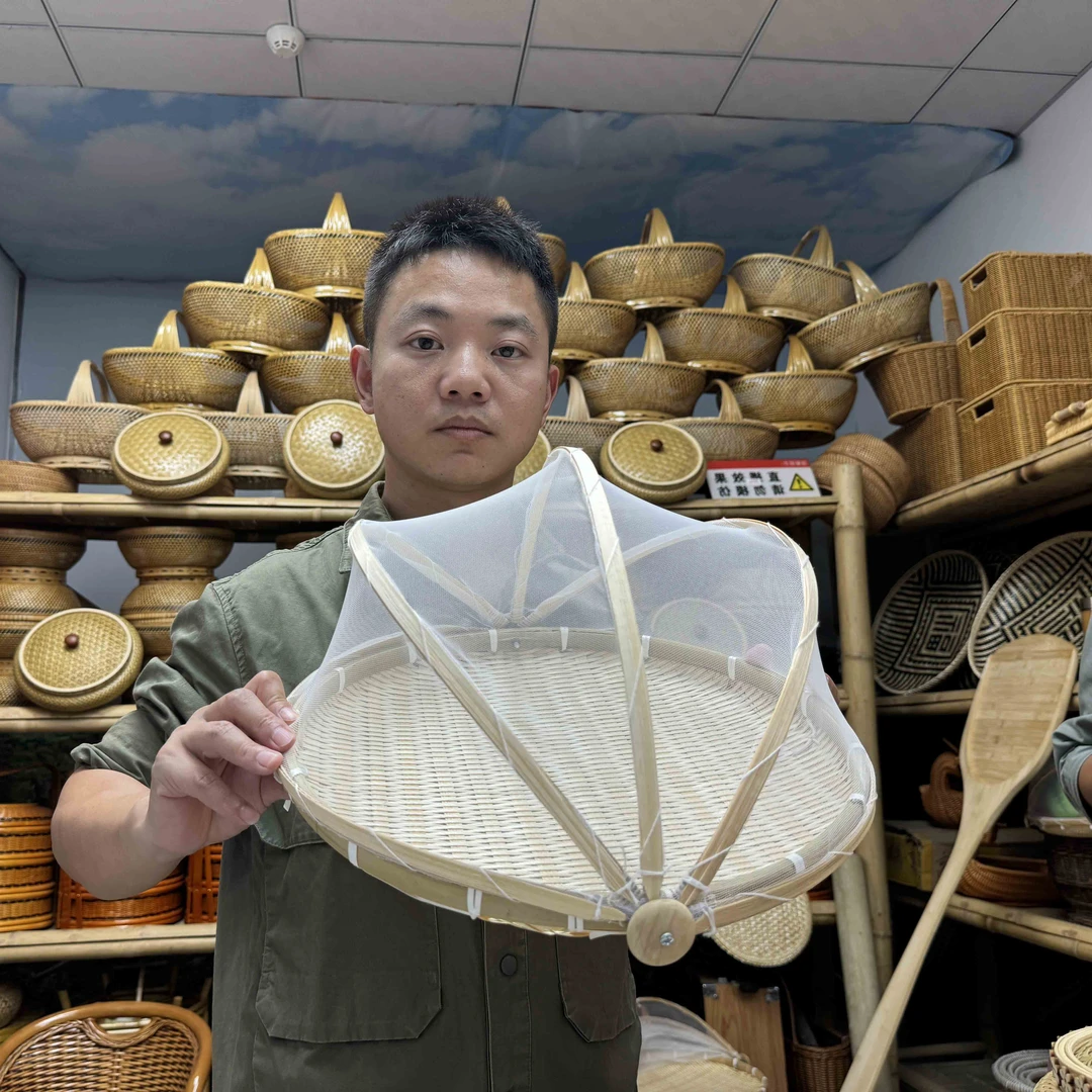 带网35cm防虫 防蚊虫收纳筐 手工收纳筐竹编 竹制品