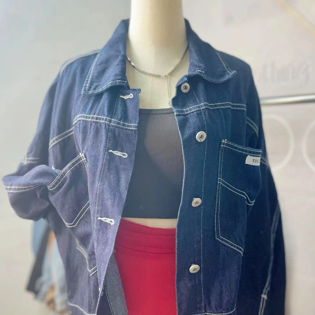 夏天服饰韩版短款百搭时尚外套休闲上衣宽松秋季牛仔衣短外套蓝色