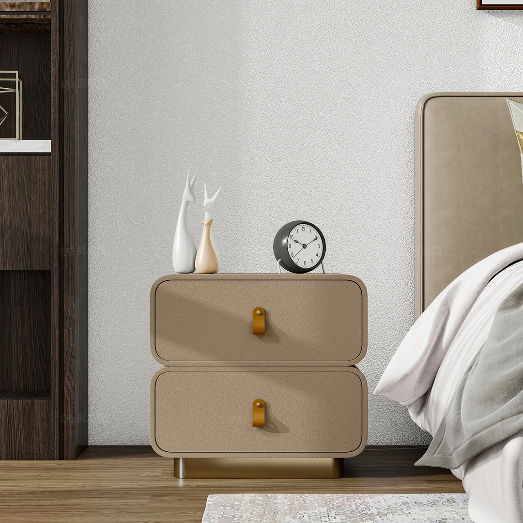 贝励隆意式简约奶油轻奢创意家用卧室高档床边柜收纳床头柜柜子