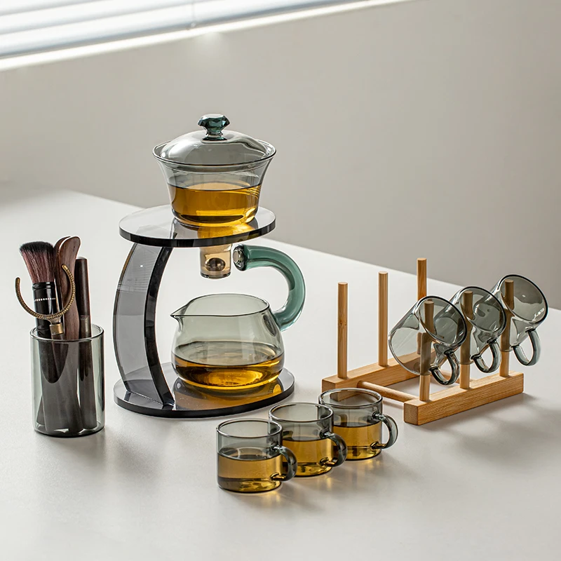 透明玻璃自动茶具套装家用轻奢高档磁吸泡茶壶办公室懒人泡茶神器