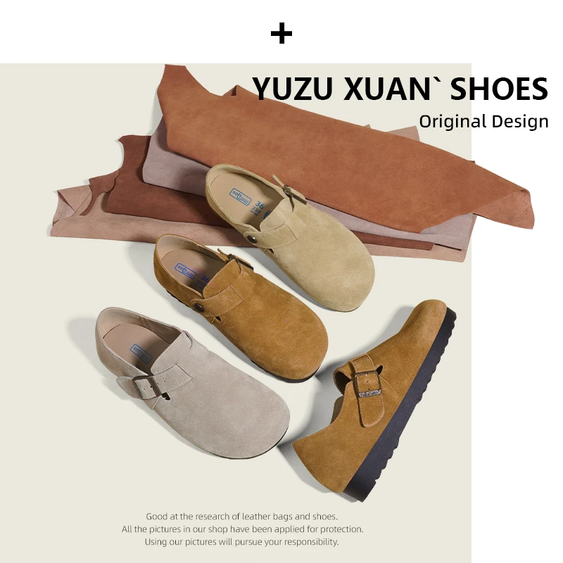 【小猴专属】博肯鞋透气厚底钓鱼鞋一脚蹬皮鞋舒适真皮全包勃肯鞋