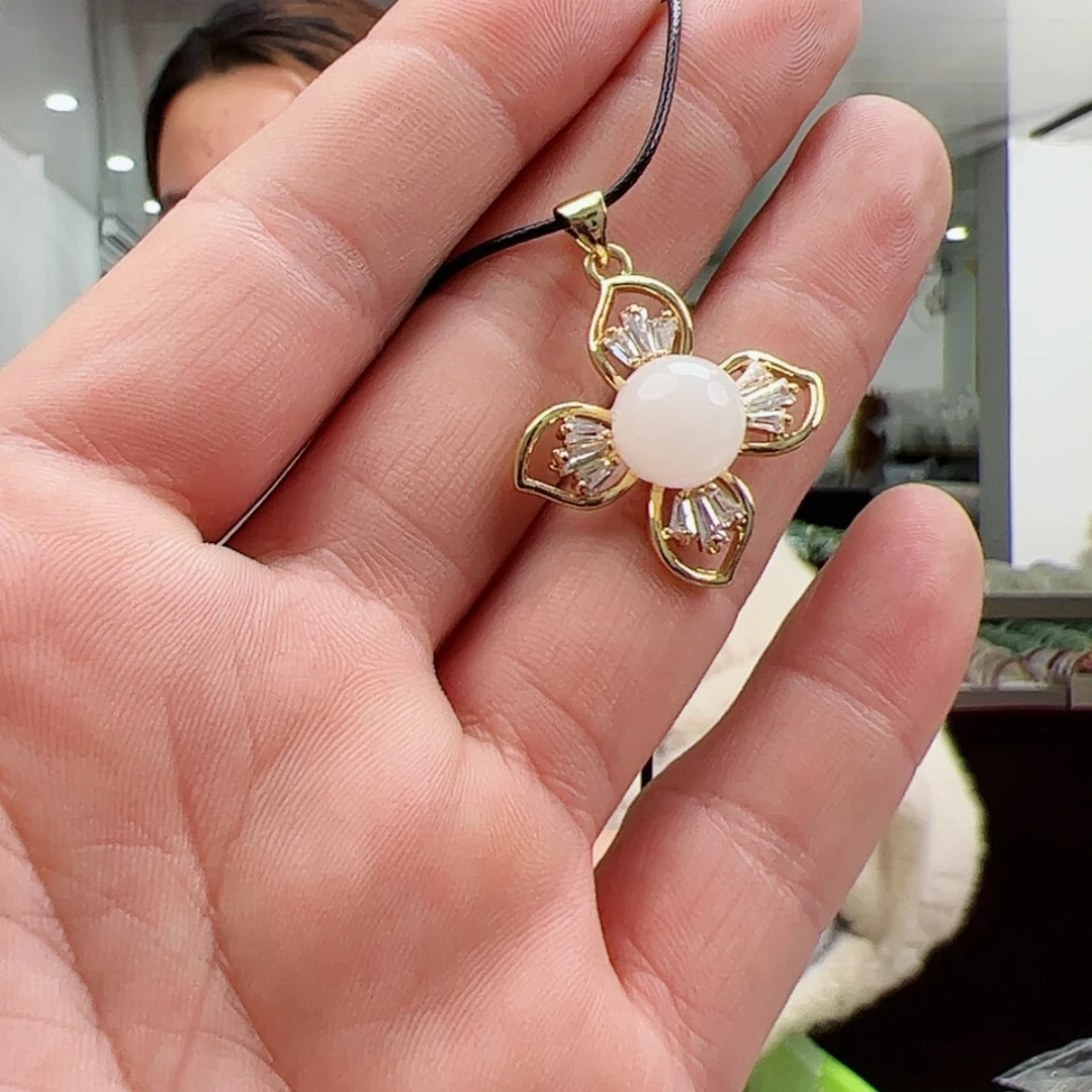 【闪购商品】石英质玉（金丝玉）花101未镶嵌