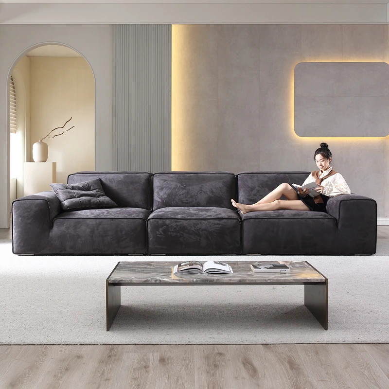 微色彩夏图3814大黑牛沙发豆腐块防猫抓客厅沙发直排磨砂布沙发