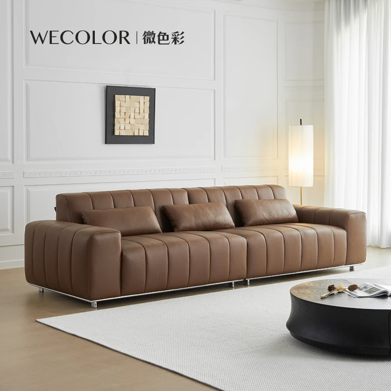 钢琴沙发意式极简高端真皮2024新款原创头层牛皮直排矮脚客厅沙发