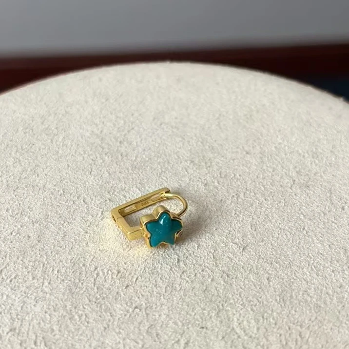 绿松石18K金海星耳环