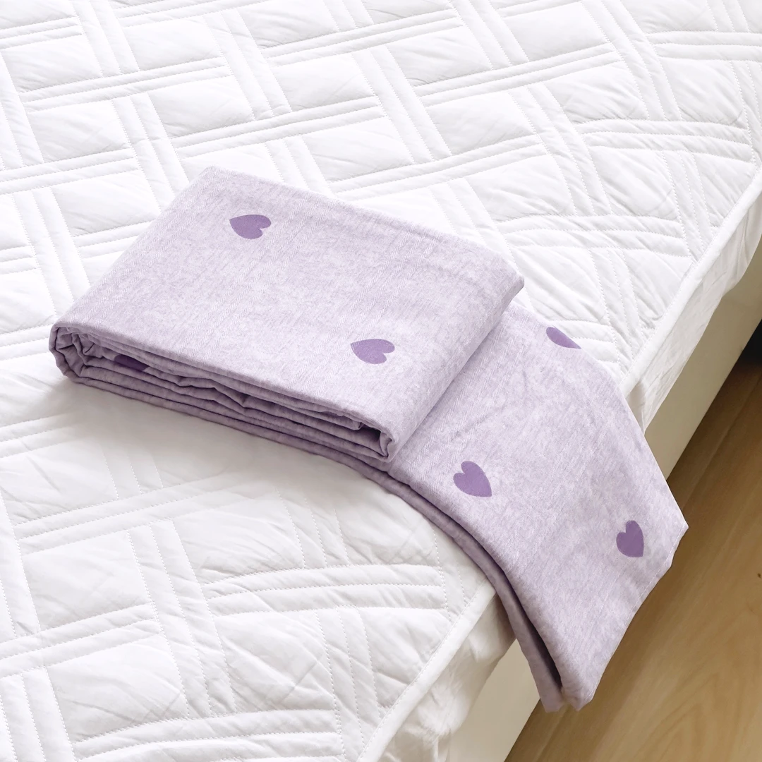 【京かわ会社】纯棉 加厚细纱粗布 双人床单 220*240cm紫心