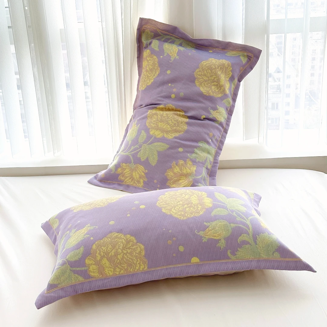 【京かわ会社】一对装多层纱布枕套纯棉加厚 芍药花开