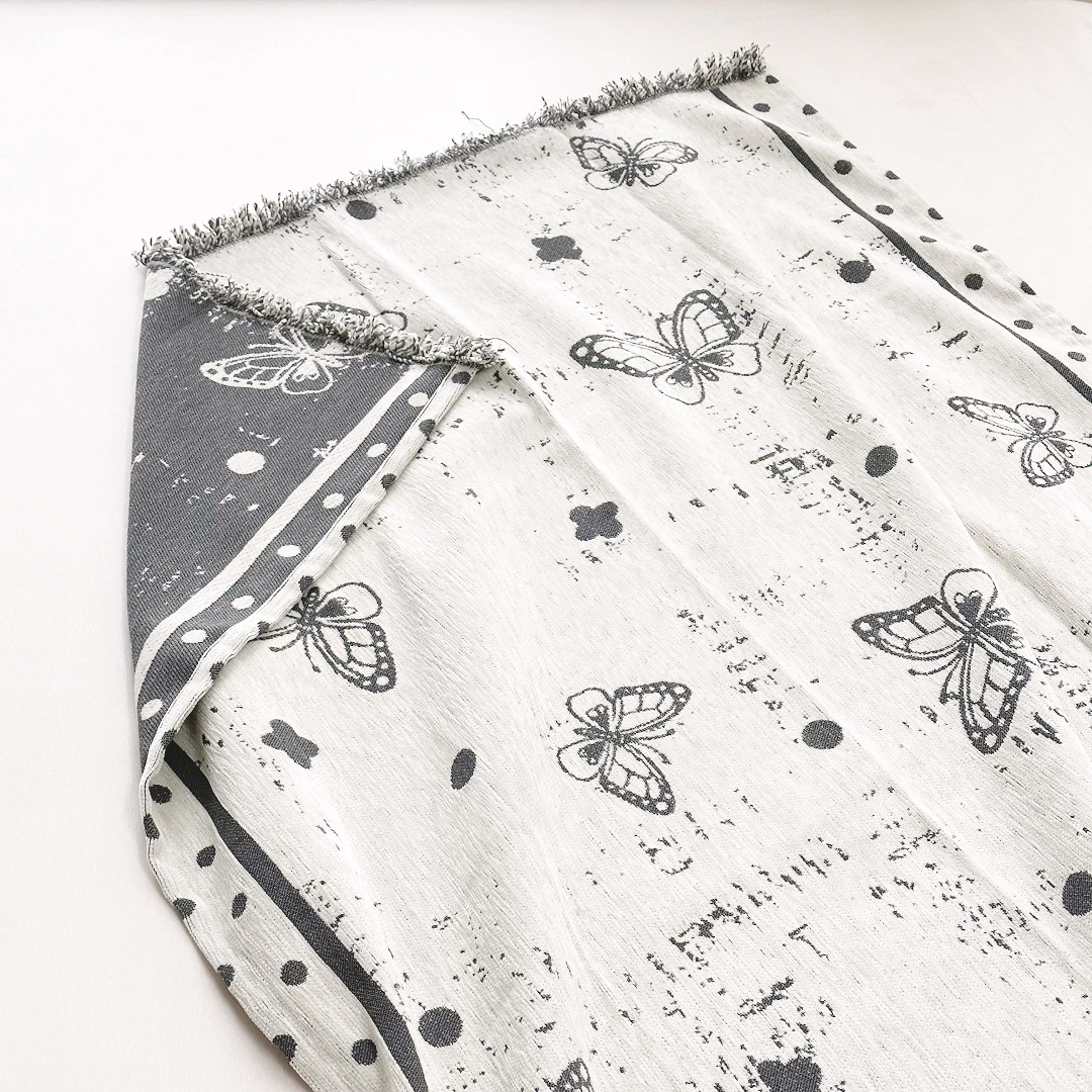 【京かわ会社】汉麻编织流苏款大浴巾 午睡毯90*200cm 舞蝶