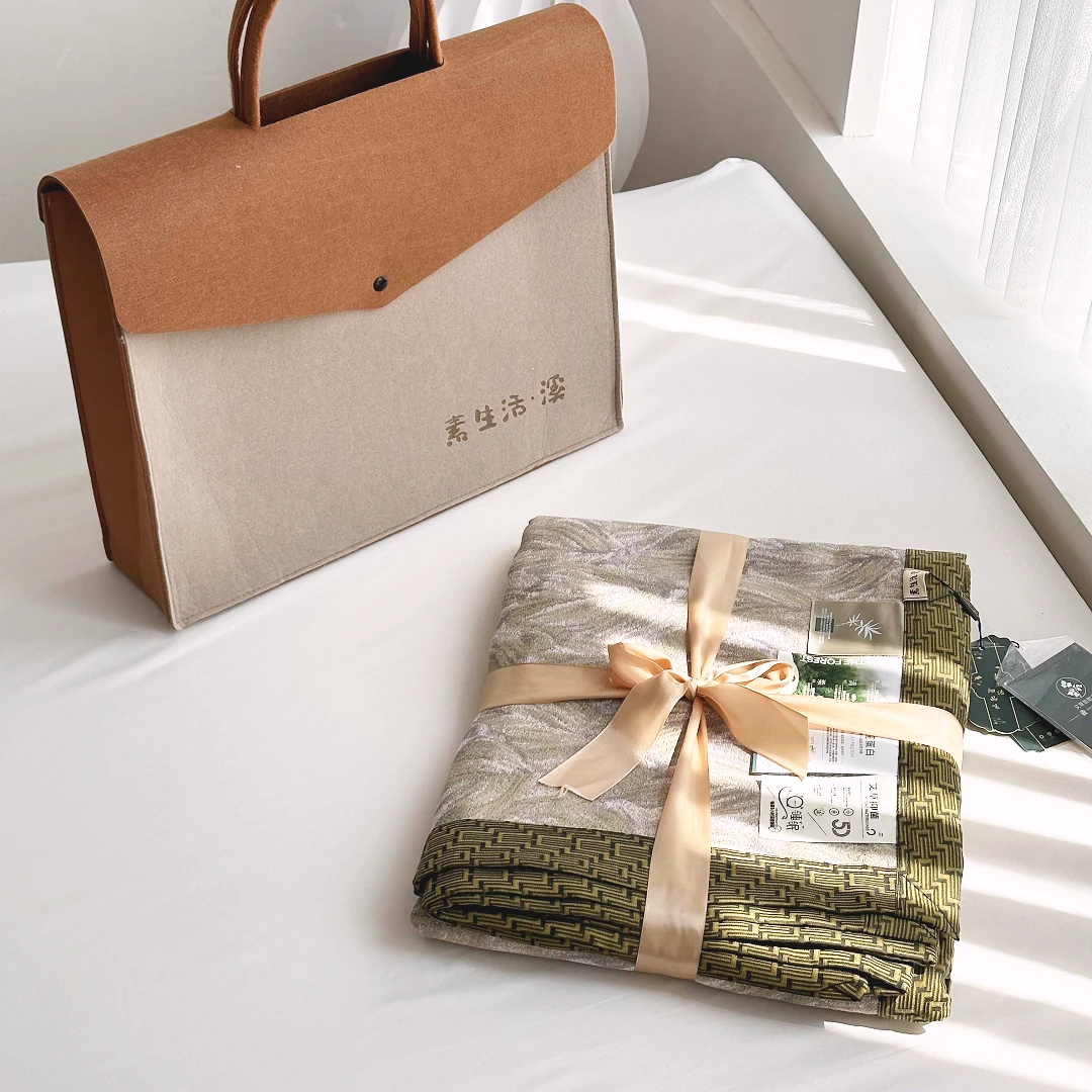 【京かわ会社】盖毯200*230cm  金叶流光 绿