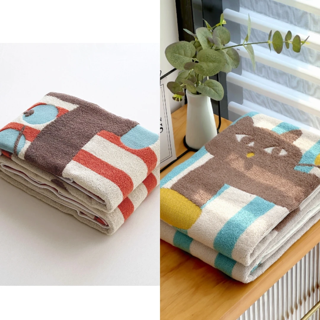 【京かわ会社】纯棉毛圈四季通用加厚大浴巾70*140cm 樱桃猫