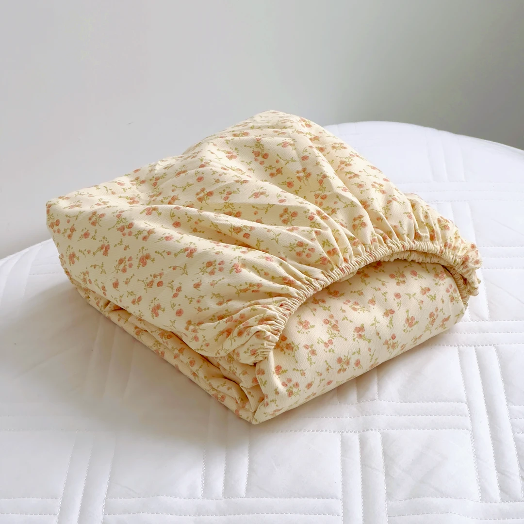 【京かわ会社】磨毛双层纱床笠 粉色小碎花