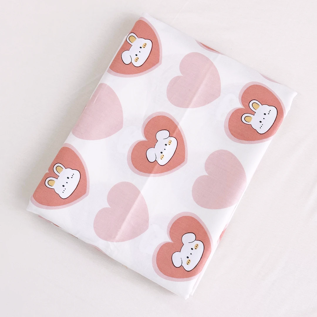 专享【京かわ会社】全棉80支匹马棉床单单人床单160*230cm长耳兔粉