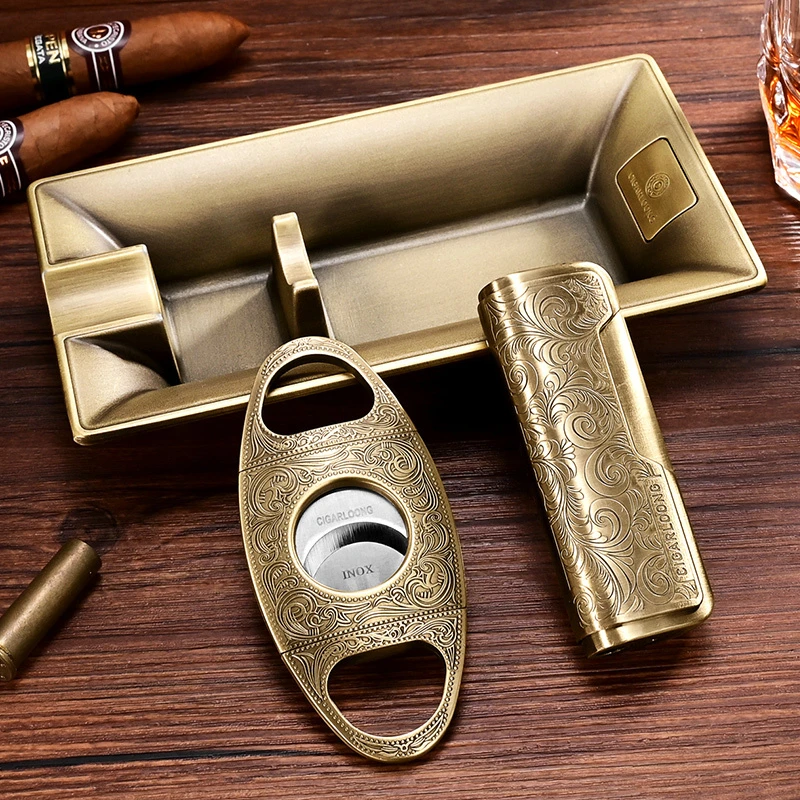 CIGARLOONG茄适用龍雪茄锋利剪刀雪茄烟灰缸套装精美包装