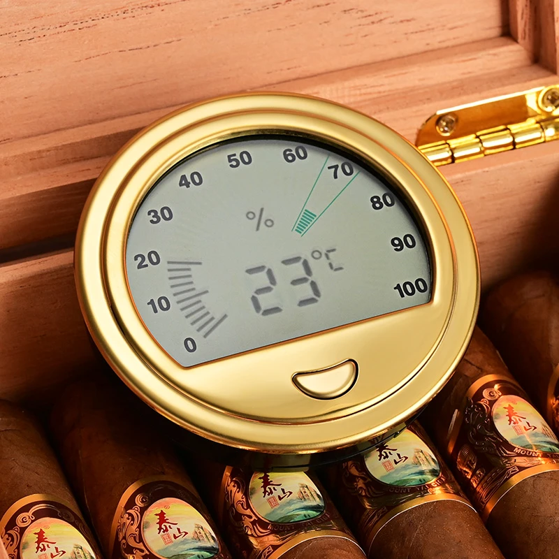 CIGARLOONG茄龍雪茄电子温度计迷你小型圆形温湿度计雪茄湿度表