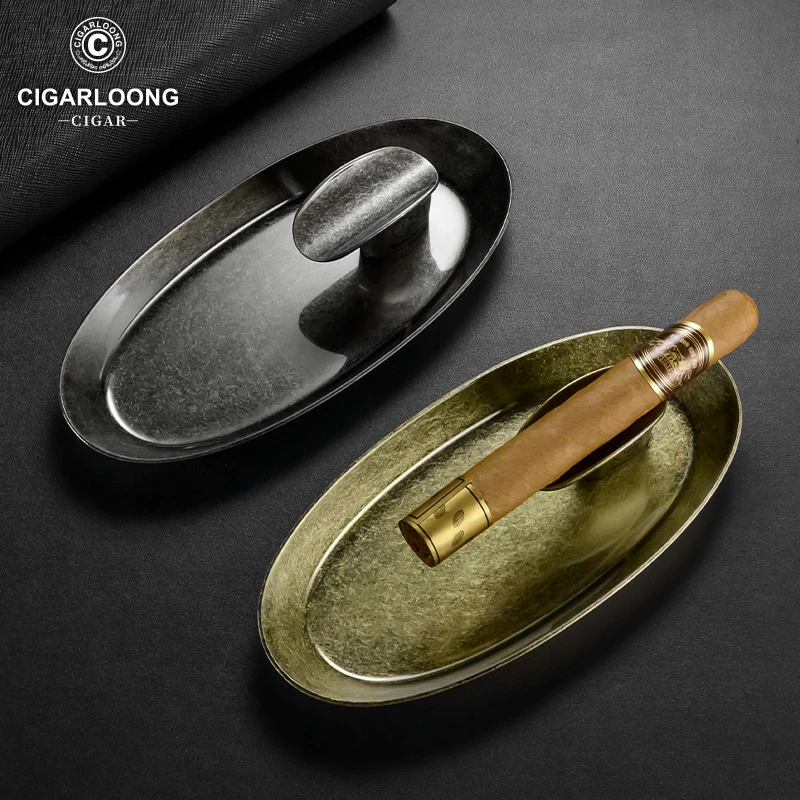 茄龙雪茄烟灰缸轻奢个性雪茄专用装灰盘金属仿古风灭烟器CLG-23LL