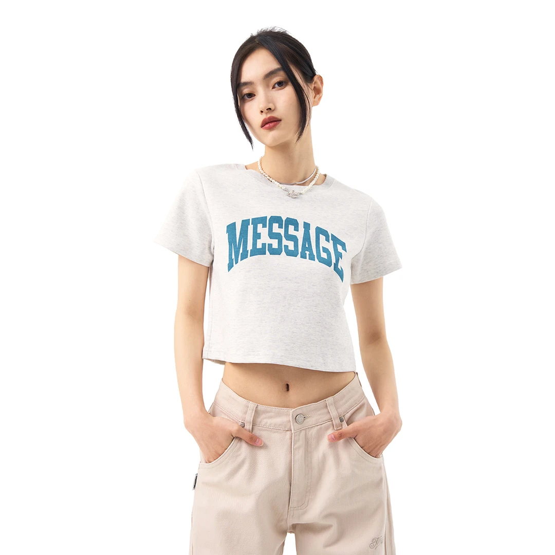 Mess Studio美式街头夏季基础logo字体短袖百搭休闲情侣装T恤上衣