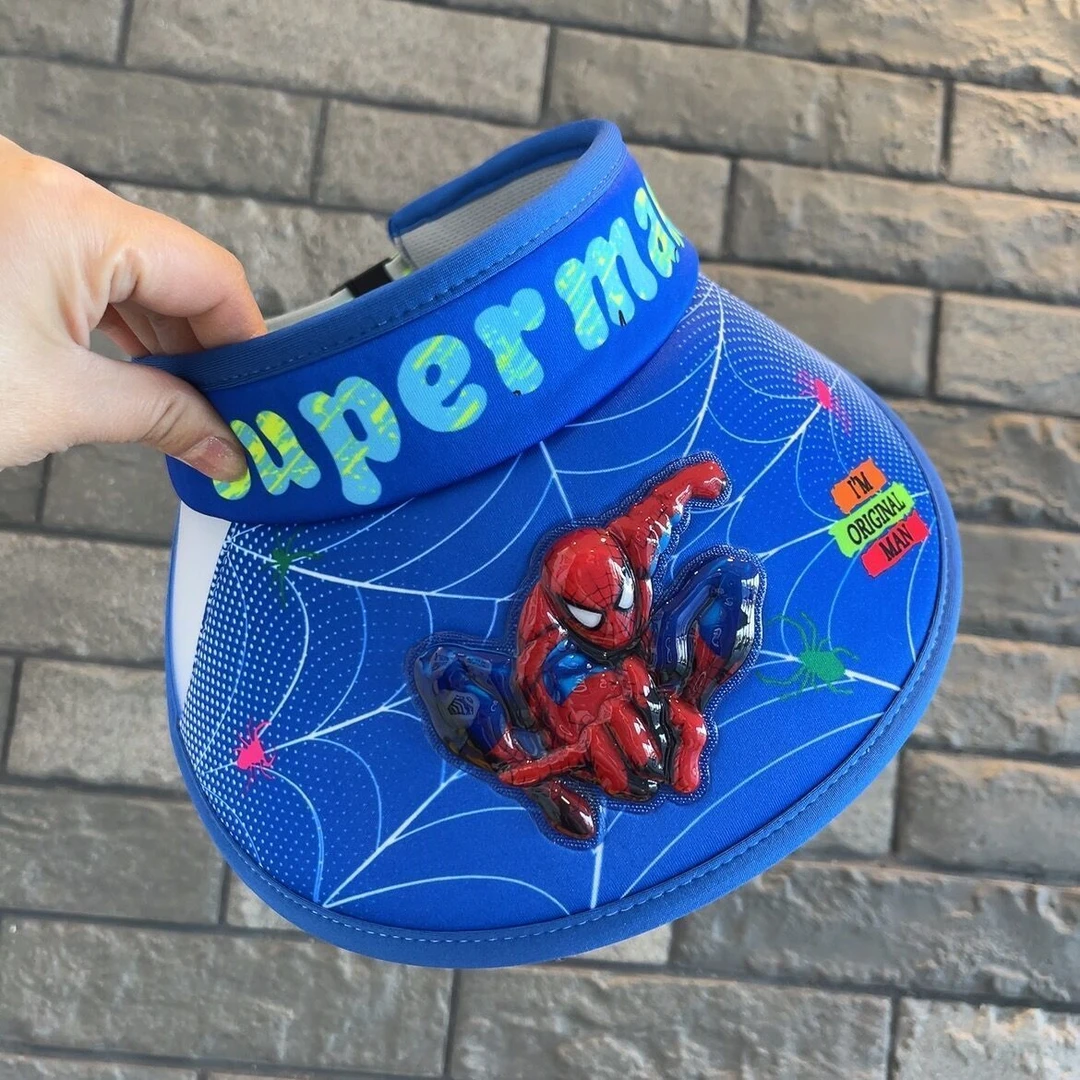 儿童夏季帽子卡通蜘蛛侠空顶帽男童帽夏款遮阳帽小孩防紫外线凉帽