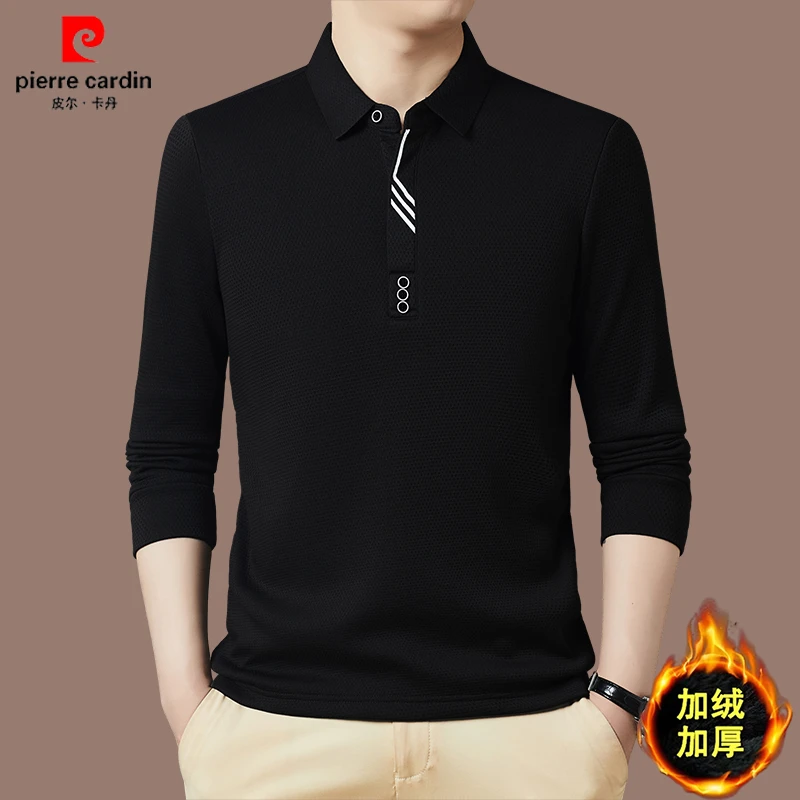 【皮尔卡丹国际名牌】男士高档舒适POLO衫秋冬季翻领加厚上衣打底衫