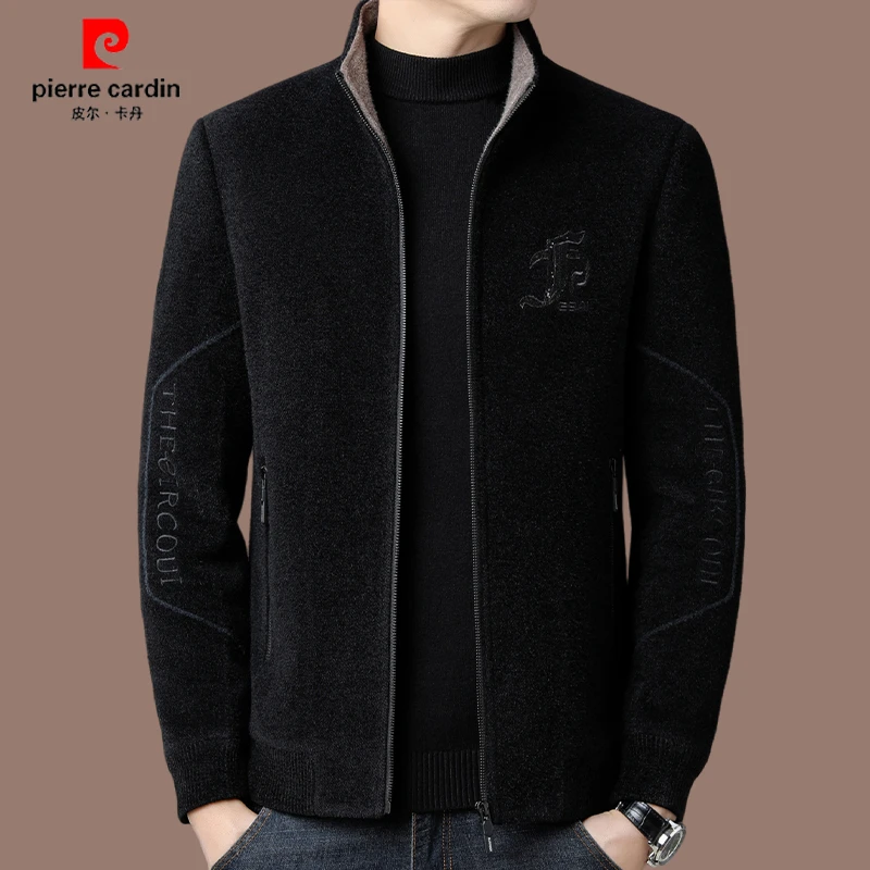 【皮尔卡丹品牌正品】高档羊毛休闲男外套秋冬季加厚短款毛呢夹克潮