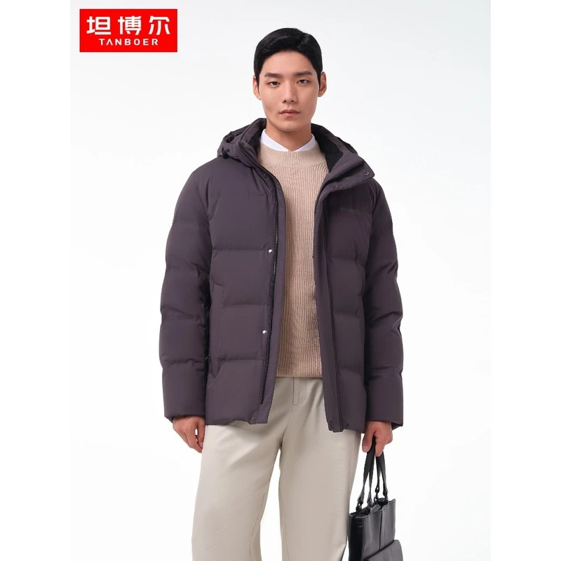 坦博尔新款羽绒服男中老年可脱卸帽直充休闲保暖外套TA231553