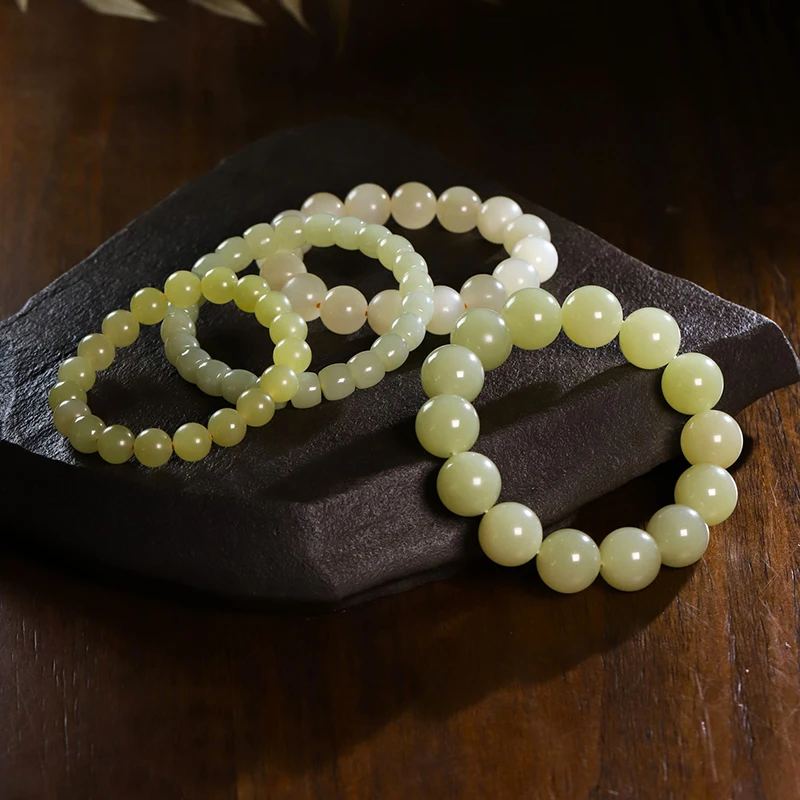 精品和田玉黄口料手串16mm在售13mm新疆若羌10mm冰种猫眼鸡油黄