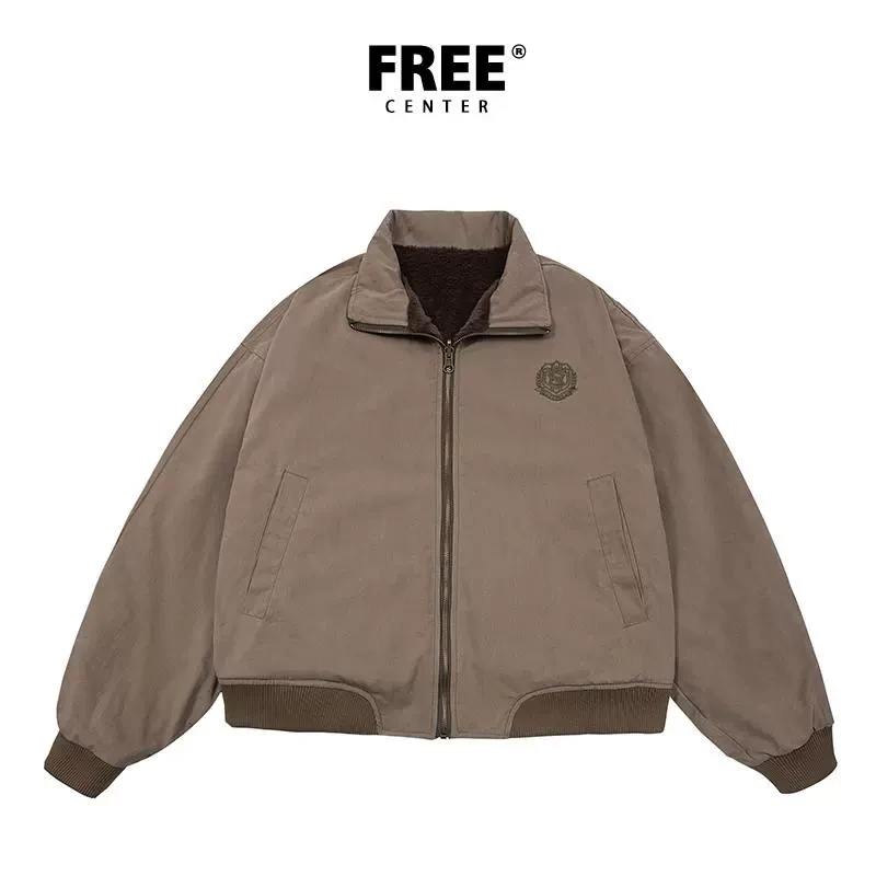 Free Center加厚2024新款工装百搭休闲双面穿棉服男女外套冬保暖
