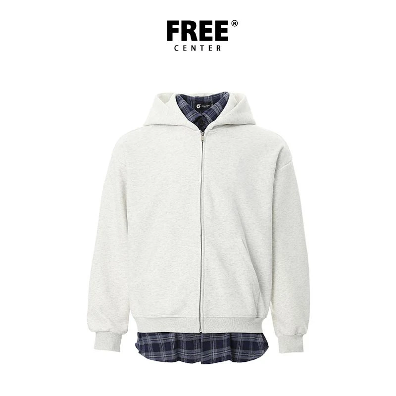 Free Center 连帽情侣夹克森柔棉落肩时尚外套慵懒2024秋商场同款
