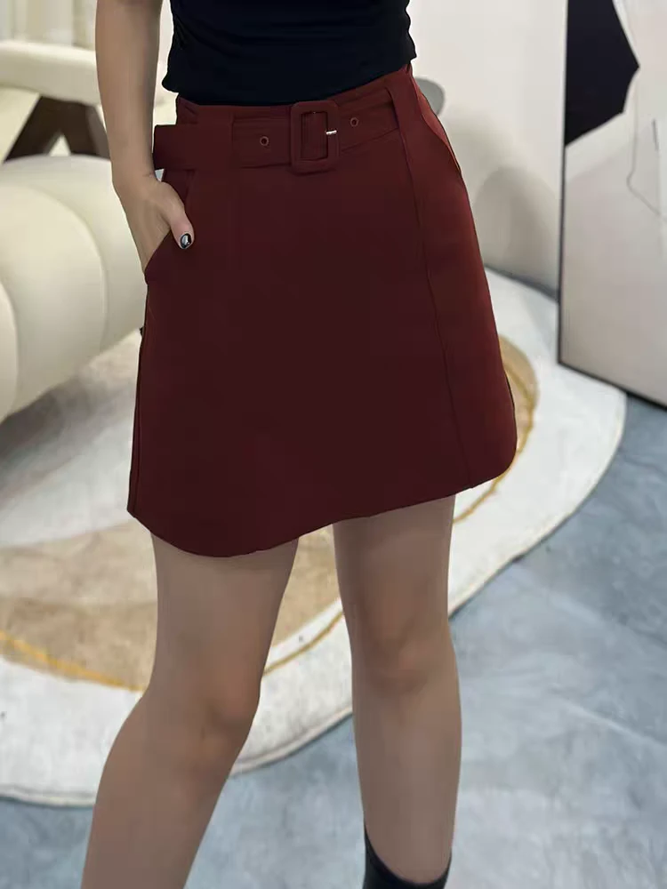 欧洲站新款高级感高腰显瘦短裤欧货简约A字裙