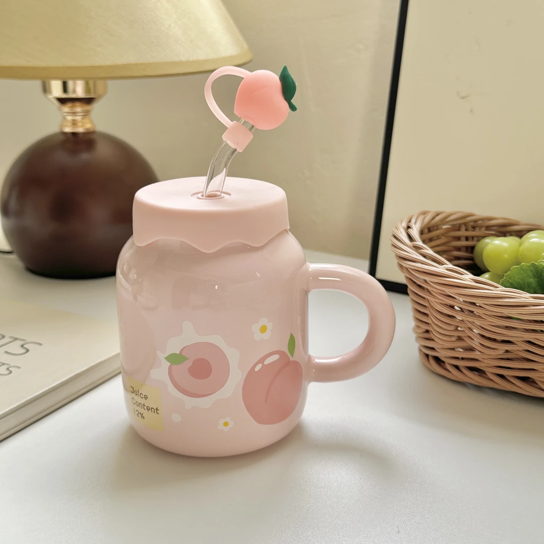 ins水杯女生高颜值可爱陶瓷杯马克杯吸管杯送女朋友闺蜜伴手礼