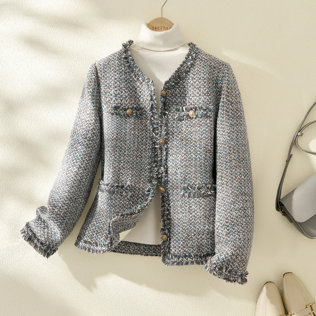 IHIMI/海谧24冬新款大气优雅羽绒服极简风精致小香设计短款羽绒服