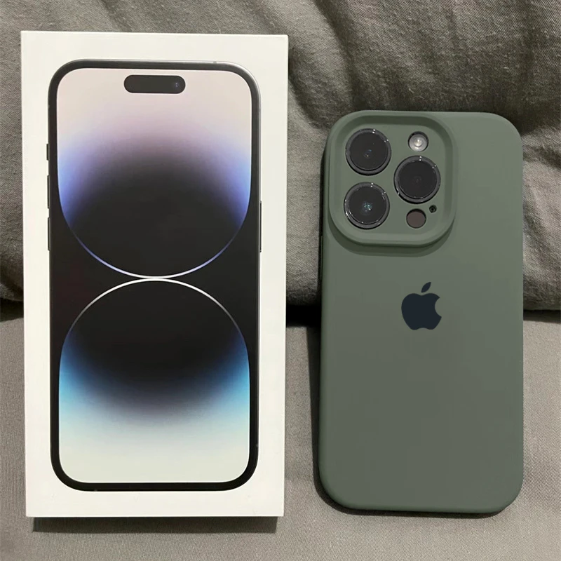 新绿色苹果15ProMax手机壳网红iPhone14液态硅胶13防摔12耐脏11XR